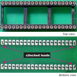 Examples of PC Boards after insertion, cutting and clinching