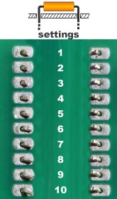 View on the bottom of the PC board after insertion resistors by CS-400E Component Locator: Lead Lengths are various, Clinch Angle is the same for all components. 